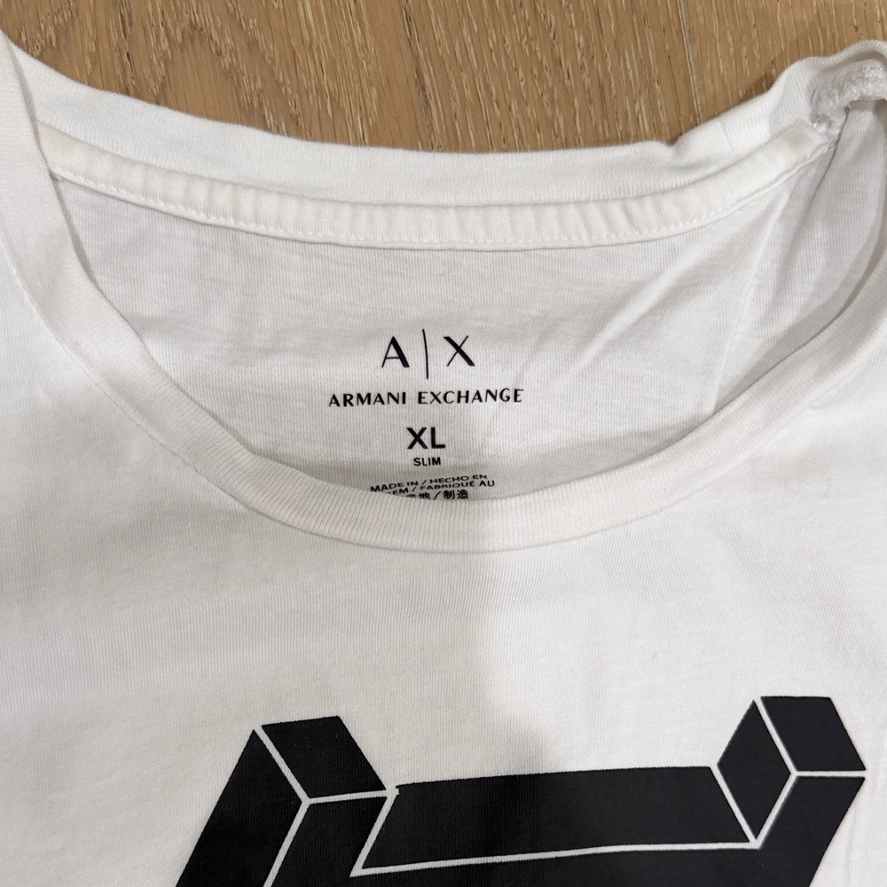 Armani Exchange White Short-Sleeve Logo Tees with Black Graphic - Picture 3 of 3